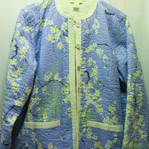 Appleseed's Quilted Lavender Eyelet Lace Reversible Jacket XL
